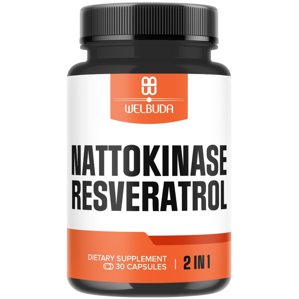 Nattokinase Ergänzung 3300mg mit Trans-Resveratrol - Unterstützt Immunität System, Gesundes Herz & Körper Balance - 30 Servierungen