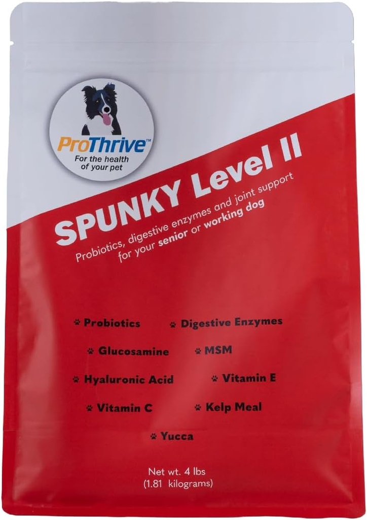 Spunky Level II Hip and Joint Supplement für Hunde, Glucosamine für Hunde mit MSM, Hunde-Vitamine und Ergänzungen hilft Verdauung, Hunde-Gong Supplement - 4LB