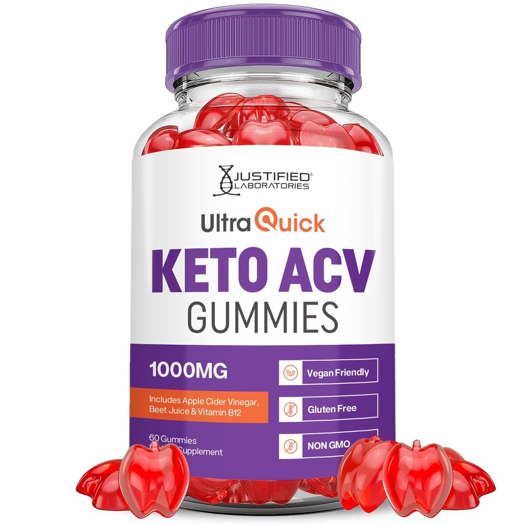 Ultra rapide Céto ACV Gummies Formule avancée 1000MG Ultraquick Céto Gummies vinaigre de cidre de pomme formulé avec le jus de betterave grenade poudre B12 végétalien non OGM 60 Gummys