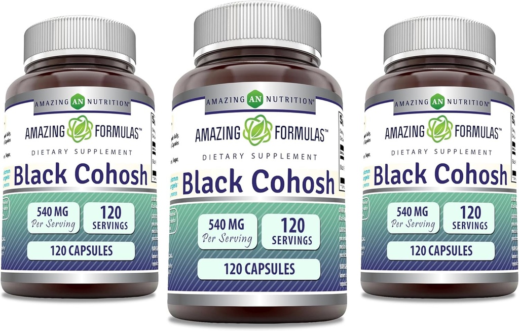 Erstaunliche Formeln Schwarz Cohosh 540mg 120 Kapsel Supplement | Non-GMO | Gluten Free | Made in USA (3 Pack)