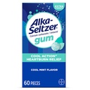 Alka-Seltzer Cool Action Heartburn Relief Gum, Gum antiacide extra-résistance, indigestion acide et soulagement de l'estomac relevé, pas de goût blanc, goût de menthe fraîche, 60 comte