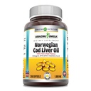 Incroyable Omega Norwegian Cod Huile de foie 1000 Mg 250 Softgels