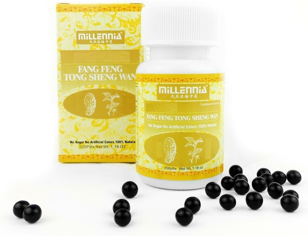 MILLENNIA Kräuterergänzung Pillen- Fang Feng Tong Sheng Wan - 12 Flaschen-Pack (200 Tabletten/Bottle)