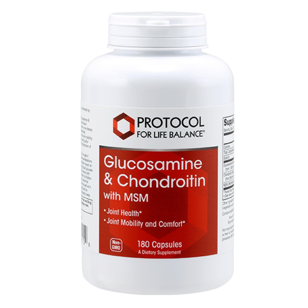 Protokoll Glucosamine & Chondroitin mit MSM - Joint Support* - Chondroitin MSM Supplement - Non-GMO & Dairy Free - 180 Veg Caps