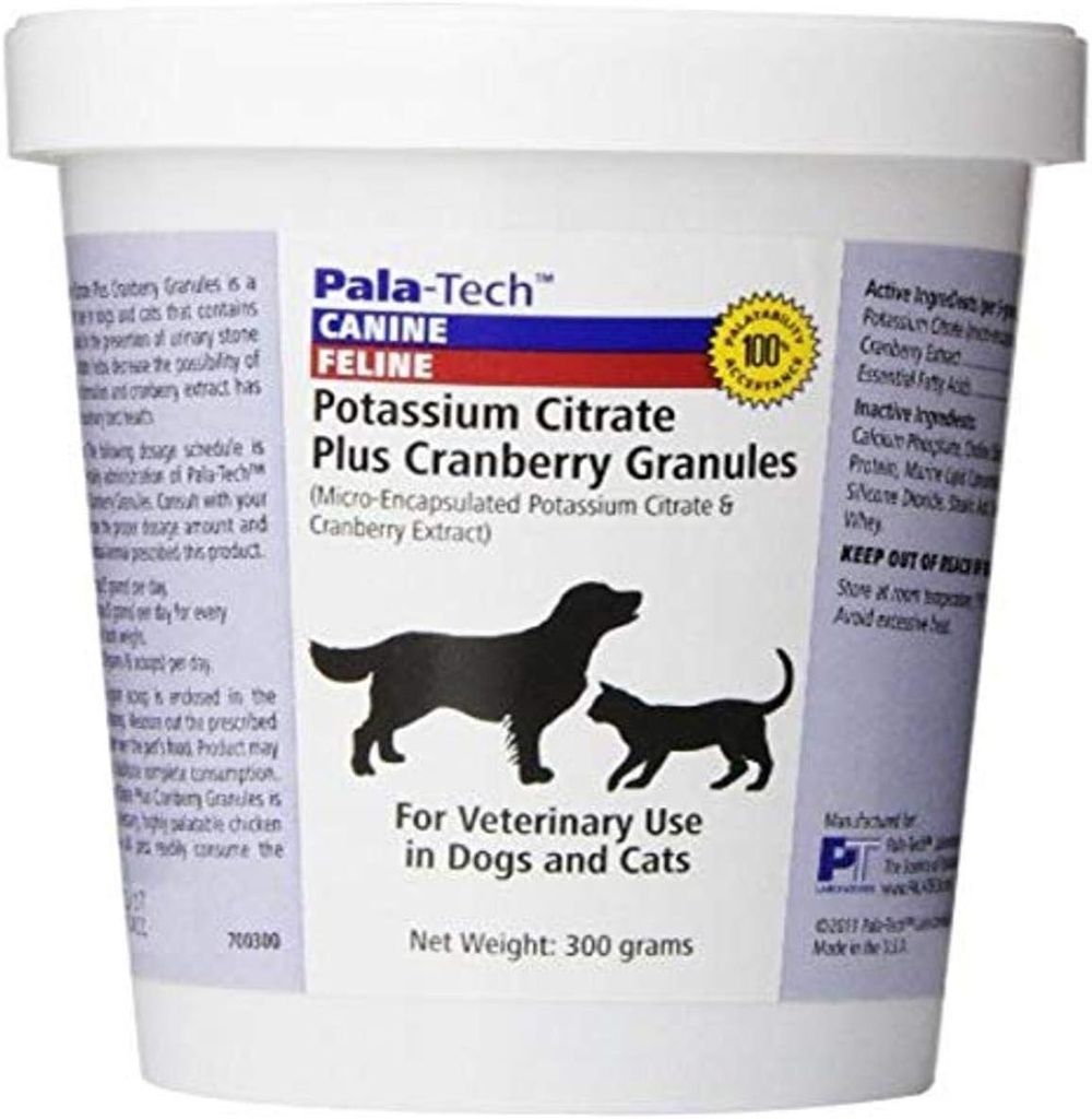 Pala-Tech Kalium Citrate Plus Cranberry Granules 300 g - Cat & Dog UTI Behandlung - Hund Urinary Tract Ergänzungen für Blasenstein Prävention (Made in USA)