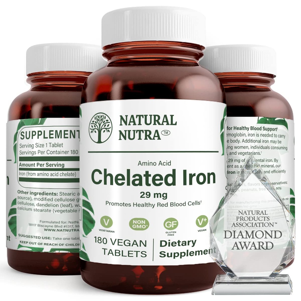 Natürliche Nutra Chelat Eisen Ergänzung für Männer & Frauen, Nägel Gesundheit, fördert optimale Absorption, hilft Eisen Ebene zu verbessern, erhalten Körper Fulid, Hilfe zu verbessern Haarwachstum, Hautgesundheit, 180 Tabletten