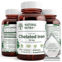 Supplément naturel en fer chélaté Nutra pour les hommes et les femmes, santé des ongles, favorise l'absorption optimale, aide à améliorer le niveau de fer, maintenir le corps accompli, aide à améliorer la croissance des cheveux, santé de la peau, 180 comprimés