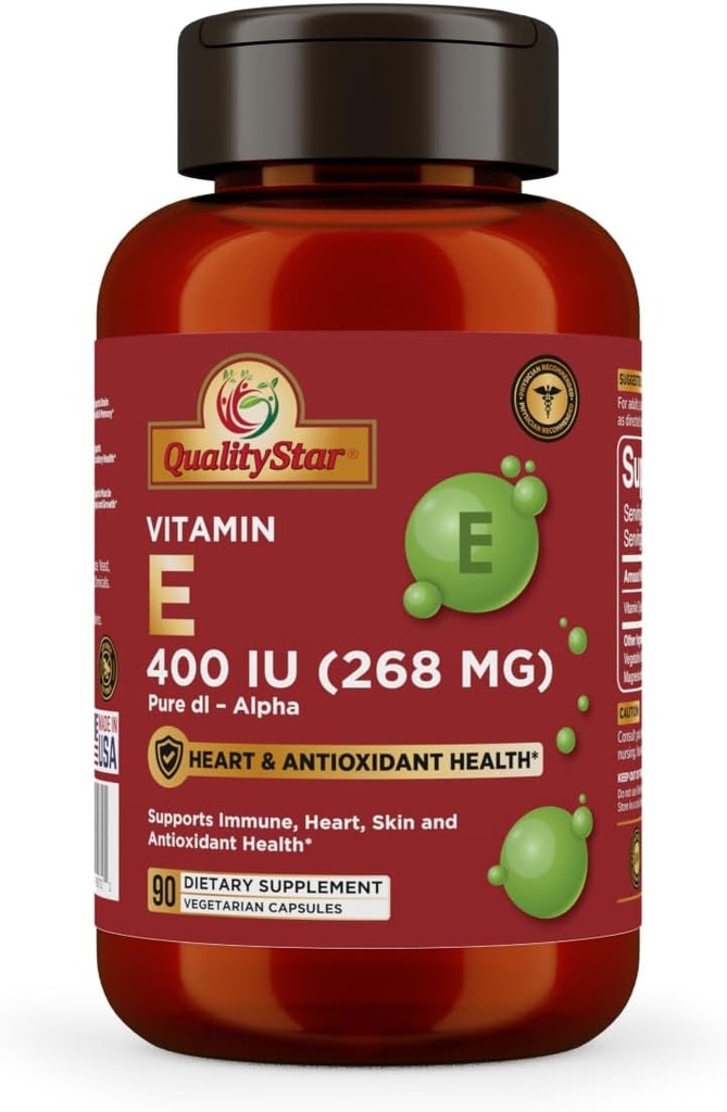 Vitamin E Kapseln für Immun, Herz, Haut und Antioxidans Gesundheit - 100% Vegan Einmal täglich Kapseln 90 Kapseln von 400 IU (268 mg)