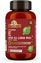 Vitamin E Kapseln für Immun, Herz, Haut und Antioxidans Gesundheit - 100% Vegan Einmal täglich Kapseln 90 Kapseln von 400 IU (268 mg)