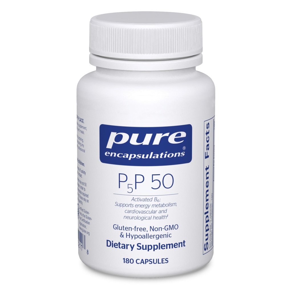 Pure Encapsulations P5P 50 - Aktives Vitamin B6 - Unterstützt die Gesundheit von Energie und Gehirn* - Glutenfrei & Non-GMO - 180 Kapseln