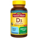 Nature faite vitamine D3 5000 UI (125 mcg) Softgels, supplément de vitamine D extra-forte pour le soutien de santé osseux et immunitaire, 180 comtes, 180 jours