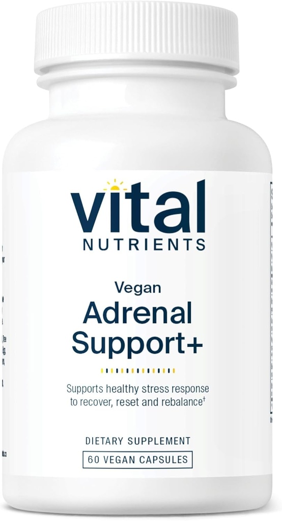 Vital Nährstoffe Vegan Adrenal Support + | Ergänzung zu Adrenal Gland Funktion und gesunde Stress Antwort* | Mild Stress* | Gluten, Dairy & Soy Free | 60 Kapseln