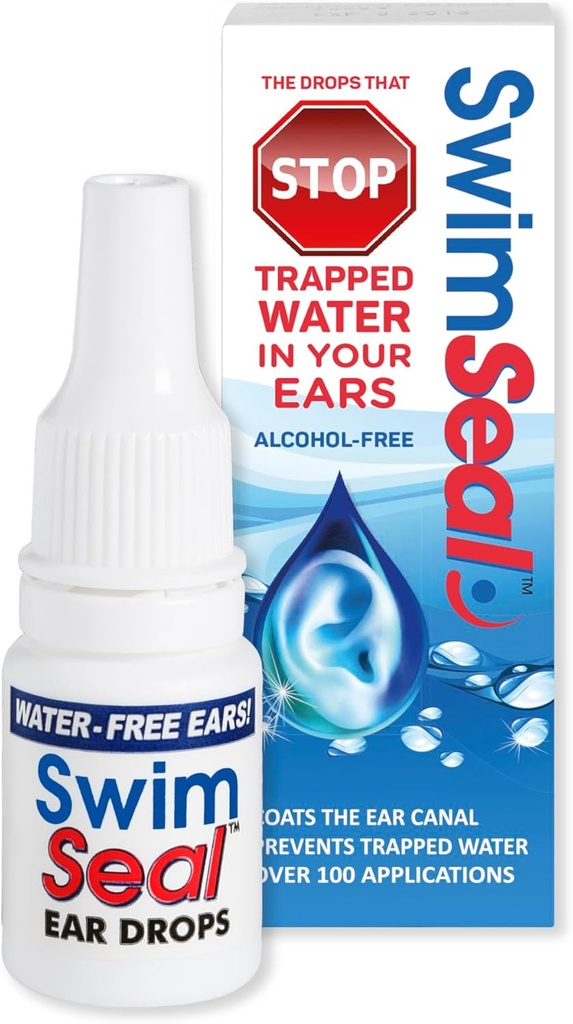 SwimSealTM Toutes les gouttes d'oreille naturelles de Swimmer pour une utilisation quotidienne plutôt que des gouttes d'alcool ou des bouchons d'oreille. La solution pour vos oreilles pour tous les âges d'exposition à l'eau.