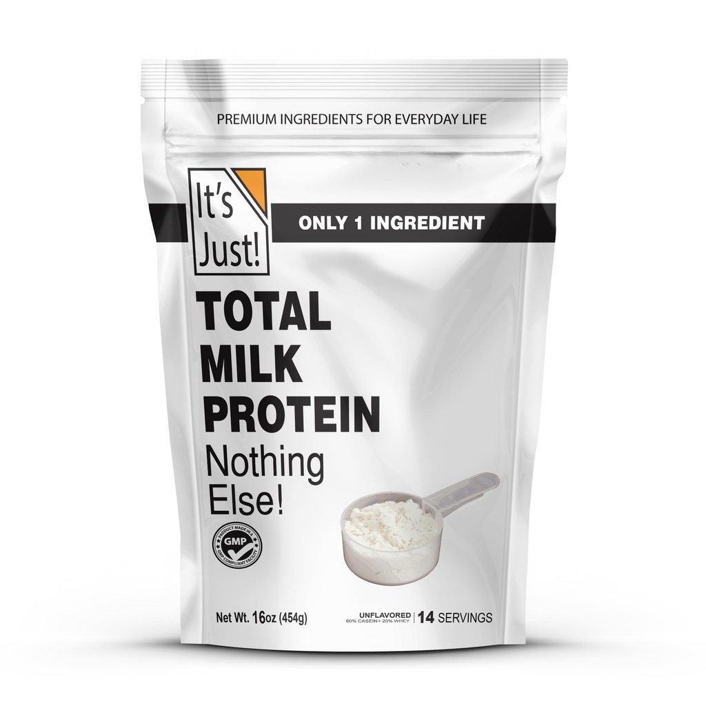 Es ist Just! - Gesamtmilchprotein Konzentrat Pulver, Natürlich 80% Casein / 20% Whey, rBSH/RBST Hormone frei, kein hinzugefügter Zucker, MPC-85 (1 Pfund, Unflavored)