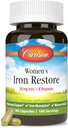 Carlson - Women's Iron Restore, 28 mg Eisen + B Vitamine, Menstrual Support, Eisen Absorption & Frauen Gesundheit, 180 Kapseln