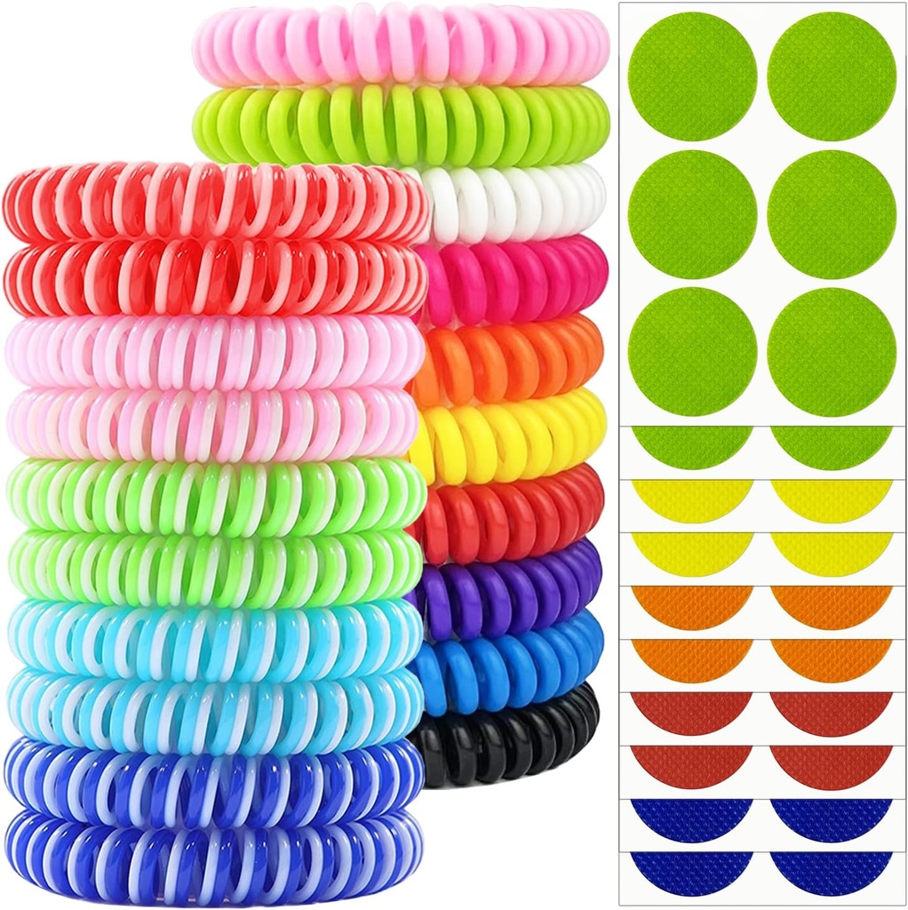 Moskito Repellent Armbänder 20 Pack, Individuell Wrapped Moskito Repellent Bands mit 60 Stück Moskito Repellent Aufkleber Patches, DEET Frei Insekten Bug Repellent Armbänder für Erwachsene Kinder