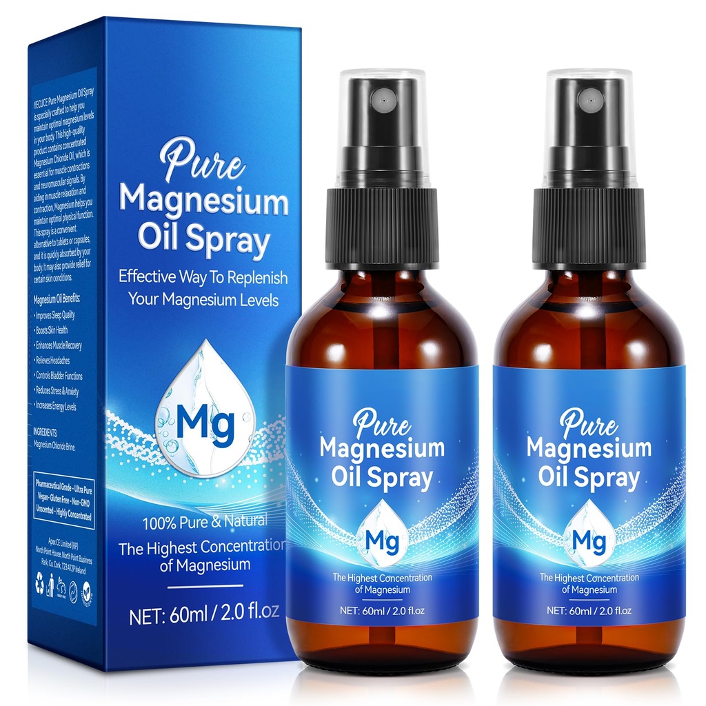 Reines Magnesiumöl Spray,Topisches Magnesiumöl Spray-Made mit konzentriertem reinem Magnesiumchloridöl 4 fl oz