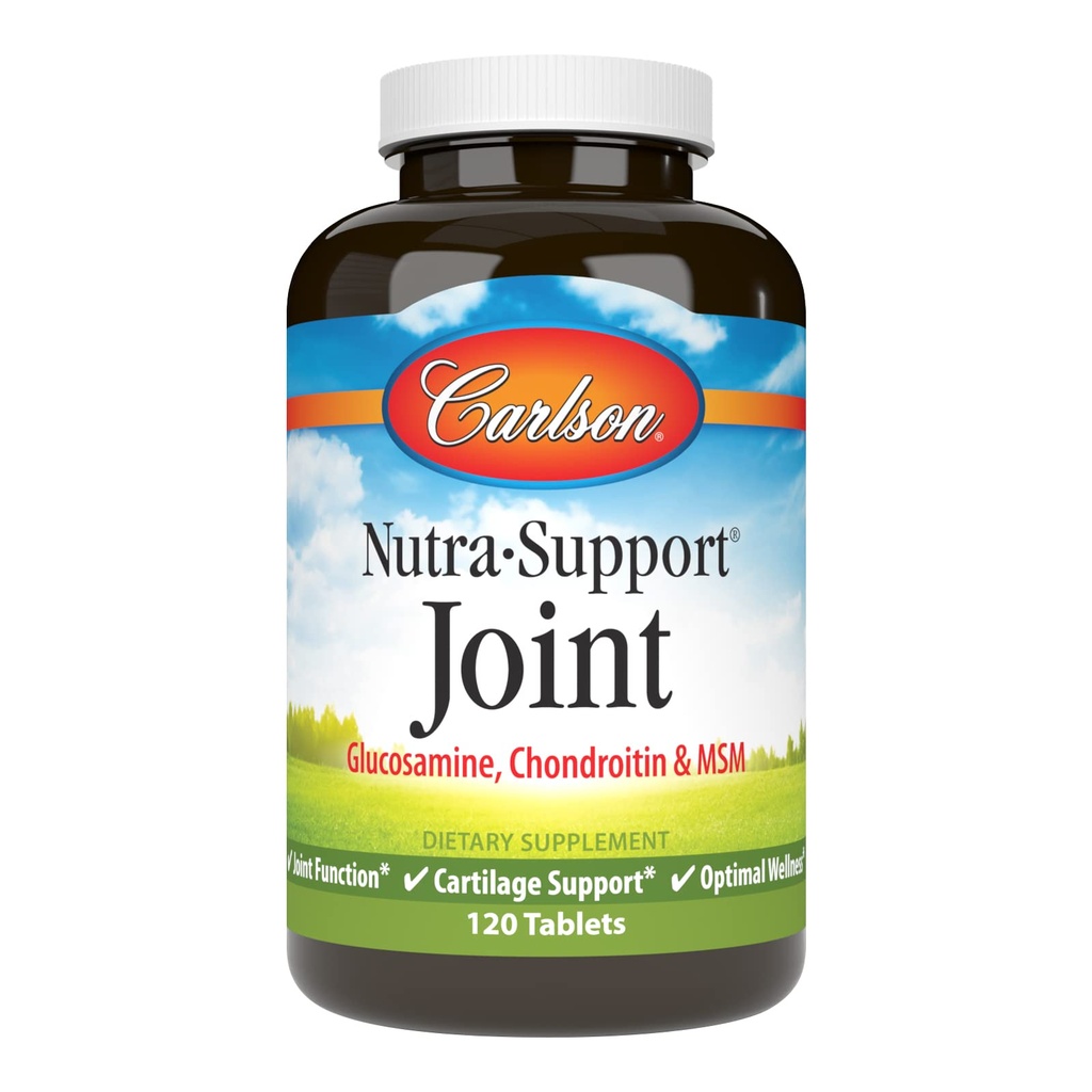 Carlson - Soutien Nutra, Glucosamine Chondroïtine & MSM, Fonction articulaire, Cartilage Support & Optimal Wellness, 120 comprimés