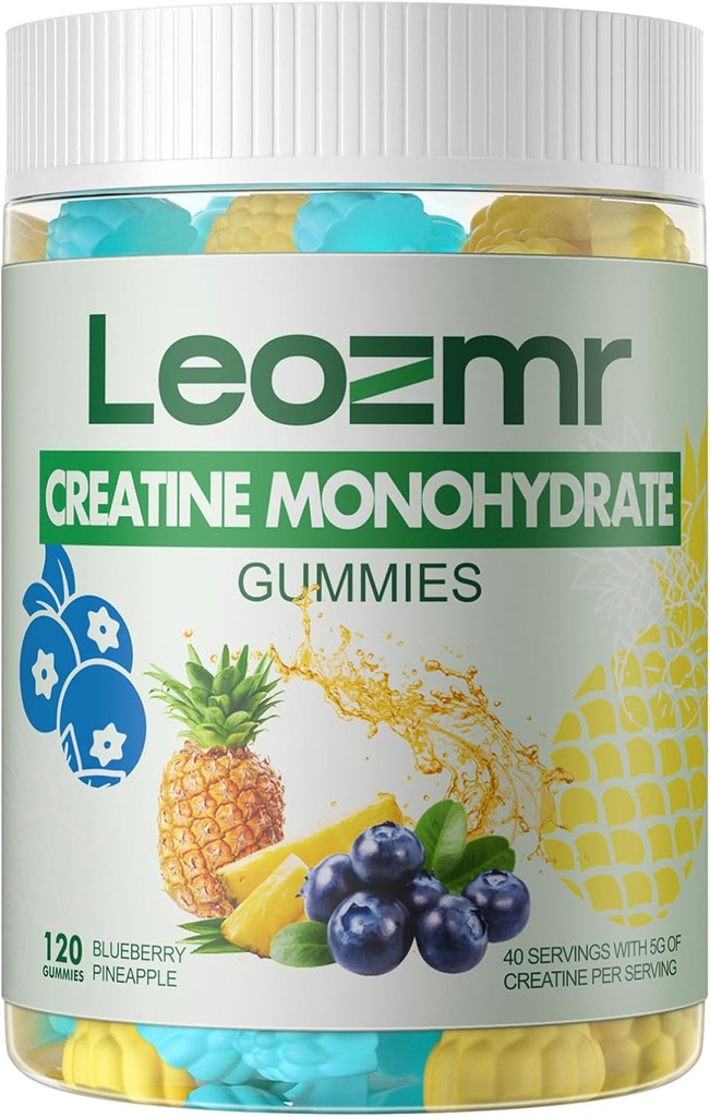 Creatine Monohydrate Gummie 5000mg für Männer & Frauen, Chewables Creatine Monohydrate Supplement(120 Count)- Blueberry Ananas