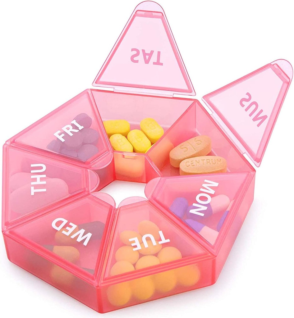Weekly Pill Organizer Large 7 Day Pill Box Organizer Daily Medicine Case for Vitamin Fish Oil Pills Supplements Arthritis Friendly