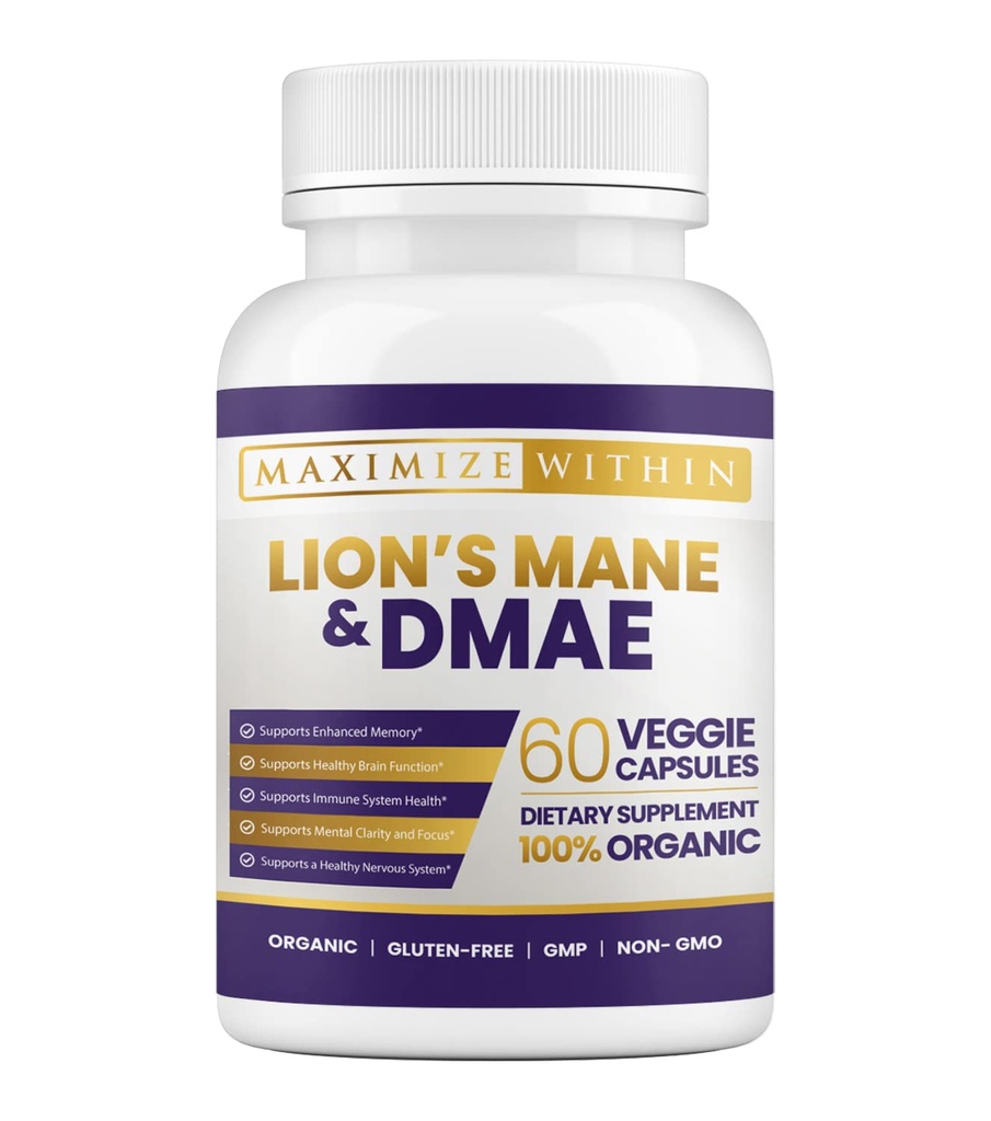 Maximale Slim Lion's Mane & DMAE Kapseln: Enhance Memory, Boost Mental Clarity und Sharpen Focus - 60 Kapseln für maximale kognitive Unterstützung