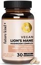 Lion végétalien du futur complexe de champignons de la Mane - Supplément cerveau avec Chaga, Maitake, Shiitake et Reishi, soutient la mémoire et la focalisation (30ct)