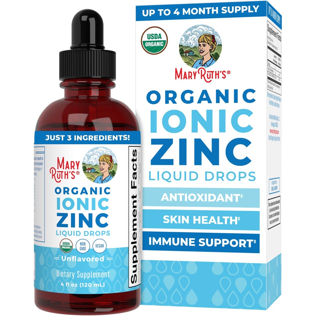 MaryRuth's Organic Liquid Zinc Supplement für Kinder & Erwachsene | Immununterstützung | Hautgesundheit | Antioxidant | Cellular Metabolism | Zinksulfat | Vegan | Non-GMO | Sugar Free | Gluten Free | 4 oz