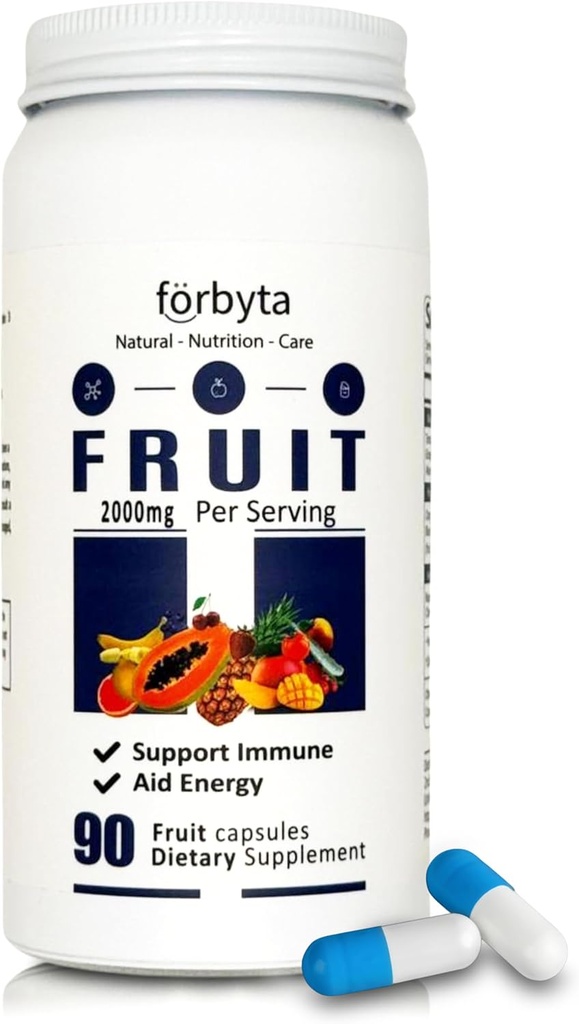 Frucht-Ergänzung – Ganze Lebensmittelbasierte Fruchtmischung Kapseln – Natürliche Antioxidantien-Unterstützung – Reich an essentiellen Vitaminen – Nicht-GVO, Glutenfrei – 90 Kapseln
