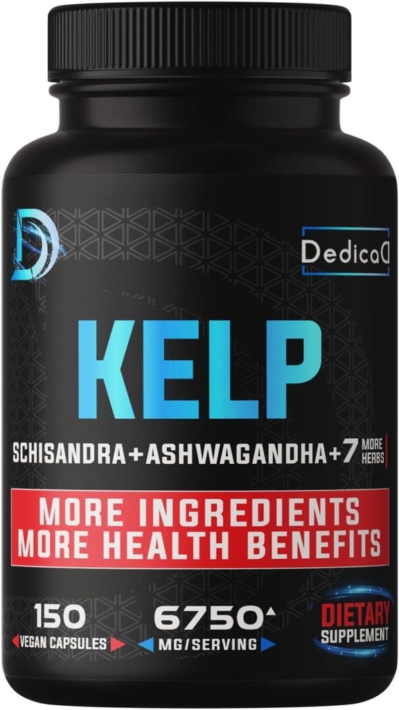 Sea Kelp Supplement 6750mg gleichwertig - 5 Monate 10 Kräuter-Komplex kombiniert Schisandra, Ashwagandha, Turmeric, Ginseng, Rhodiola & mehr - Support Body, Skin, Heart & Immune System - 150 Zähler