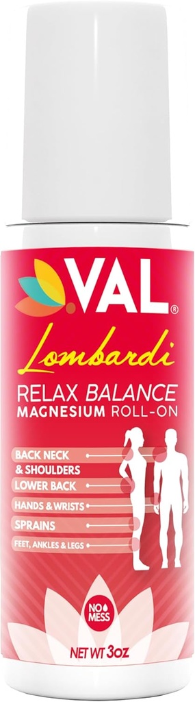 VAL Lombardi Magnesium Roll-On 3oz | Zechstein Magnesium + Arnica | Joint & Muscle Relief for Back, Neck, Legs & Feet