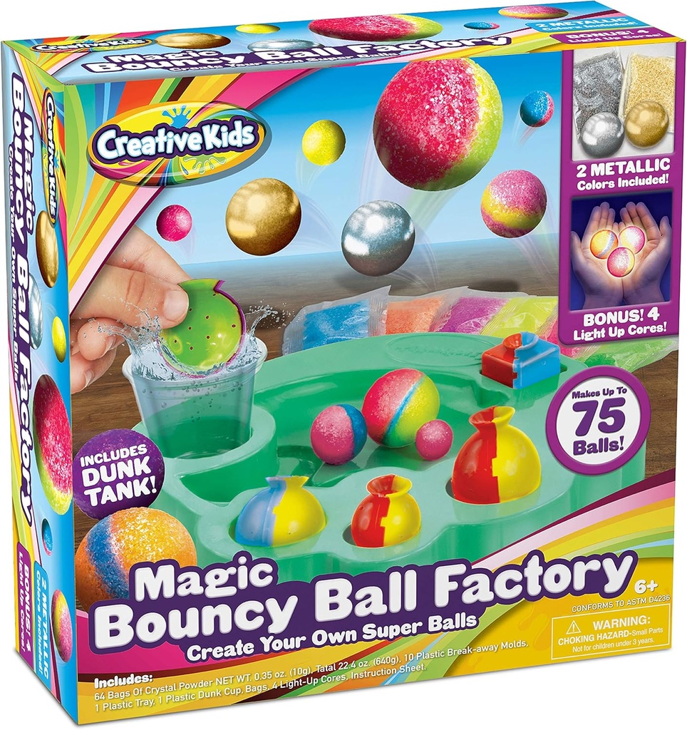 Ensemble de boules magiques Bouncy - Faites 75 superbes boules de bricolage, boules magiques lumineuses! Kits scientifiques pour enfants, parfait pour les projets scientifiques et les fêtes scientifiques!