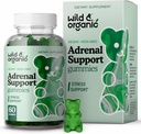 Wild & Organic Adrenal Support Gummis - Pure Adrenal Support Supplements für Damen und Herren mit Ashwagandha Root & Rhodiola Rosea - 60 Pectin-Based Chews
