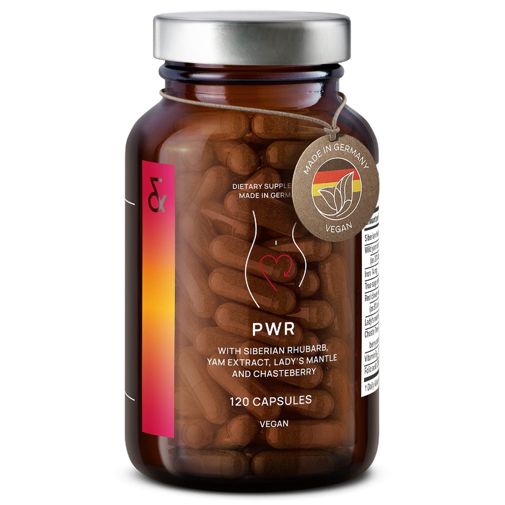 CLAV® Natural Hormon Balance für Frauen - PMS Relief mit Sibirische Rhubarb, Wild Yam & Vitex Berry - Vegan Menstruationsregulator Supplement - 120 Kapseln