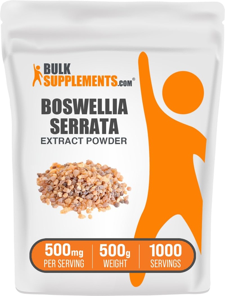 BulkSupplements.com Boswellia Serrata Extract Powder - Boswellia Supplément, de la résine Frankencens - Vegan & Gluten Free, 500mg par portion, 500g (1,1 lb) (paquet de 1)