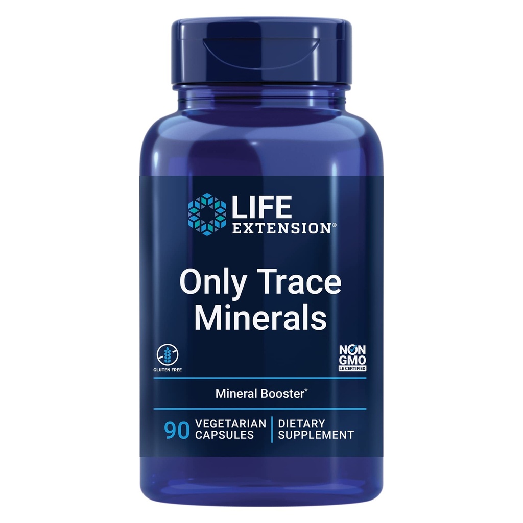 Prolongation de vie seulement Trace Minerals, une dose quotidienne de zinc, Chrome, Boron, Cuivre, Manganèse, Vanadyl sulfate, Sans gluten, Non-OGM, Végétarien, 90 Capsules