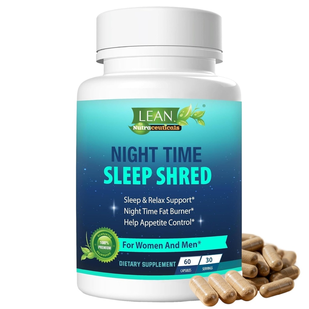 Peight Loss Pill Night Time Sleep Shred Fast Fat Burner, Appetite Suppressant Aid Carb Blocker Metabolism Booster Supplément de soutien pour les femmes hommes avec Melatonin blanc haricot Ashwagandha 60 Caps