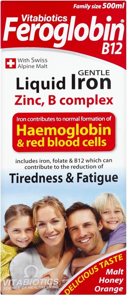 6 Einheiten (Bulk Pack) Vitabiotics Feroglobin B12 Sanfte flüssige Eisen, Zink, Mineralien & Vitamin B Complex 500ml