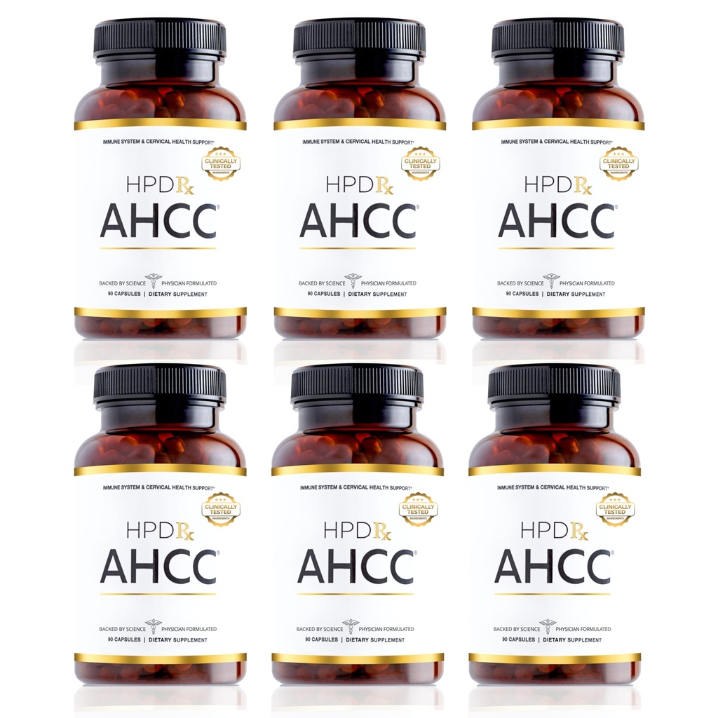 HPD Rx Premium AHCC & Shiitake Mushroom 1100 mg pro Servierergänzung, Natürliche Immunität Booster, Enthält natürliche Killer-Zellaktivität | AHCC ist in 30+ Studien nachgewiesen | 180-Day Supply, 6-Pack