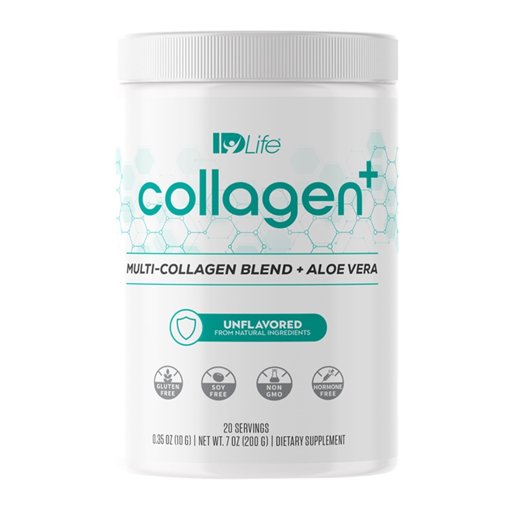 IDLife Collagen+ Powder Drink - Multi-Collagen Blend mit Fulvic Acid & Aloe Vera - für gesundes Haar, Haut, Nägel, Gelenke & Gut - 20 Servierungen / 200g
