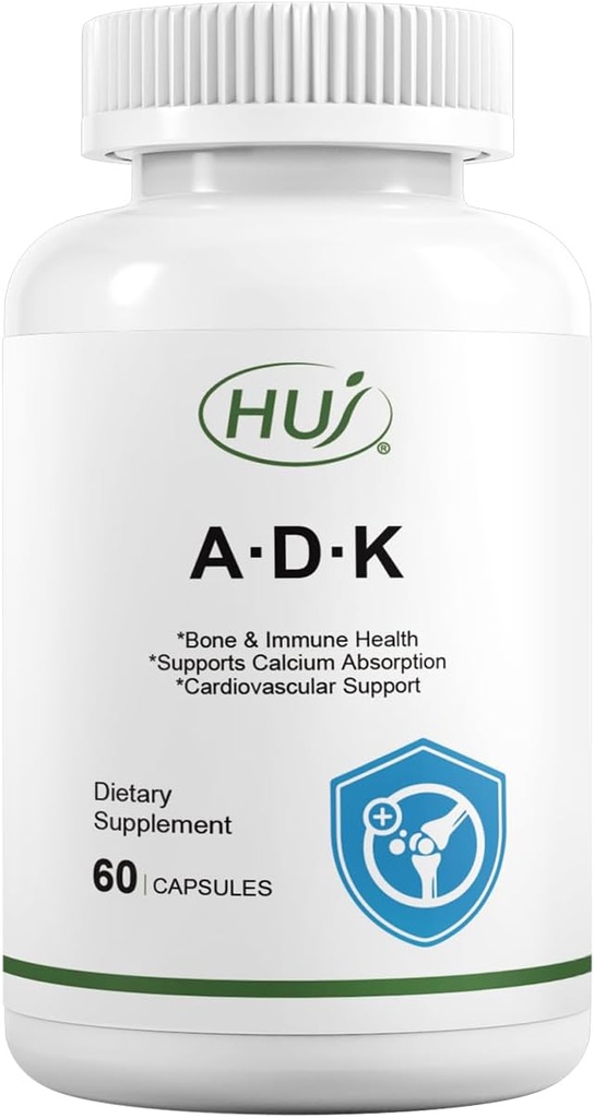 HUJ ADK Supplement, 60 Kapseln, Calcium, Vitamine A, D3, K2 (MK-7)