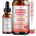 Kalium-Magnesium-Ergänzung Flüssigkeitstropfen - Hohe Absorption Kalium-Ergänzung mit Magnesium, Kalzium, Vitamin D3 K2, Vegan, Non-GMO-Kalium-Unterstützung Leg Cramps, Knochen, Muskel - 2 Fl oz