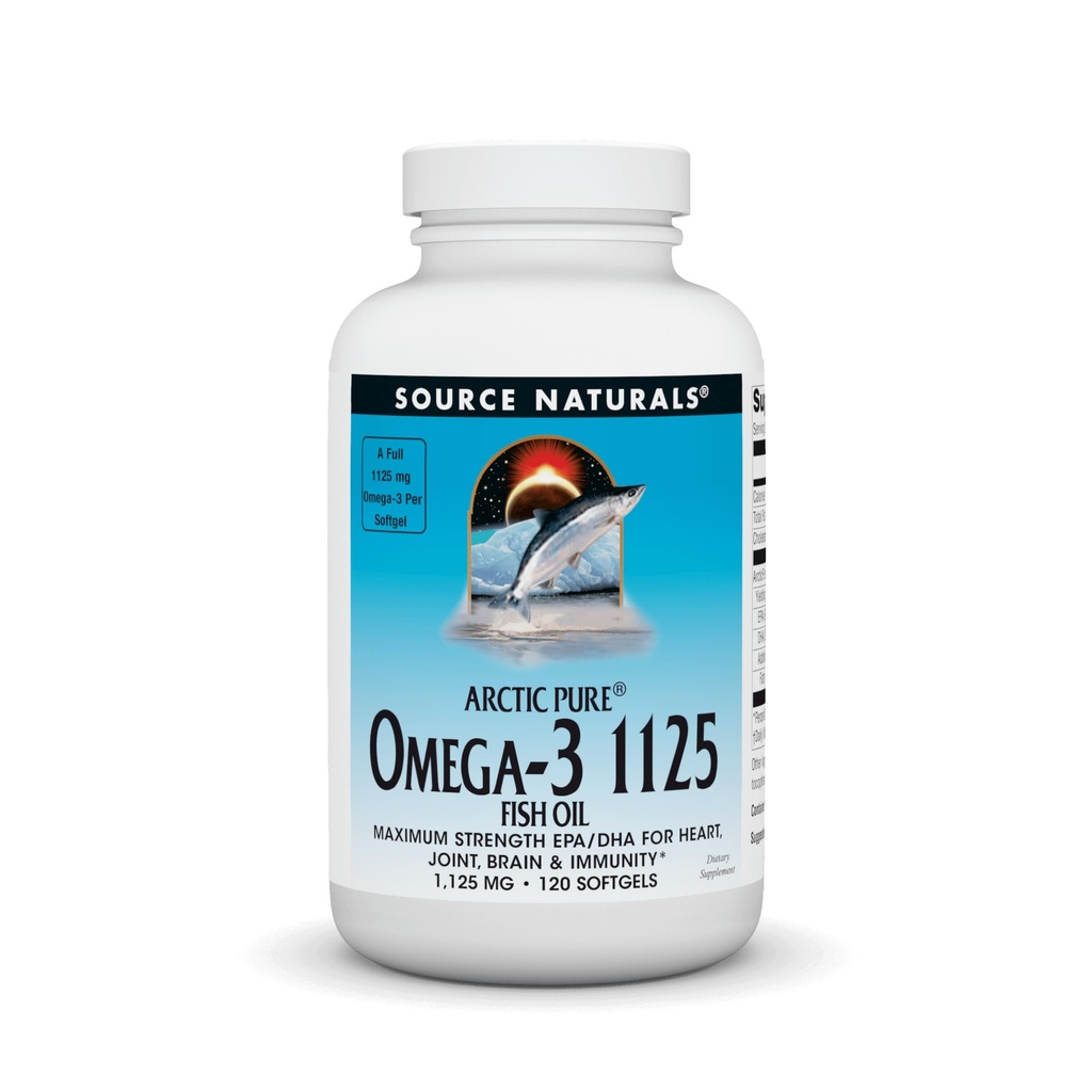 Quelle Naturals ArcticPure Omega-3 Fish Oil 1125mg Ultra Potency Maximum Strength EPA + DHA für Herz, Gelenk, Gehirn & Immune Gesundheit - 120 Softgels