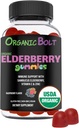 Gummées de baies aînées biologiques USDA - Haute puissance 150mg Gummées de baies aînées biologiques pour adultes et enfants avec vitamine C et zinc - Gummées de soutien immunitaire - Vegan, gélatine et sans gluten - 60 Nombre