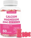 Zuckerfreie Calcium-Magnesium Zink-Gummien mit VC D3 &B6 &K2,600mg Calcium-Gummien mit 300mg Magnesium-Unterstützung Knochen & Muskel für Erwachsene und Teens (60 Count (Pack von 1))