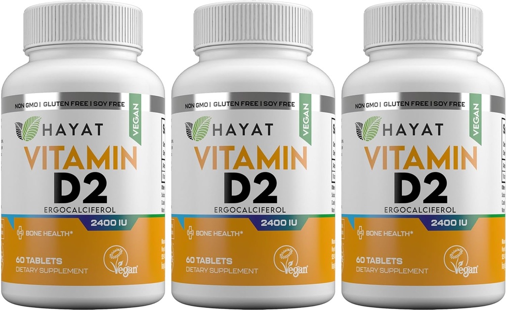 Vitamine Vegan Natürliches Vitamin D 2400 IU, D2, Zertifizierter Halal (Pack mit 3)