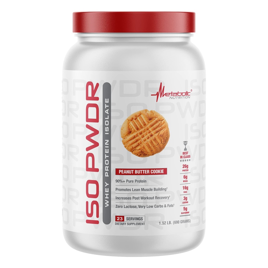 Metabolic Nutrition Whey Protein Isolate ISO PWDR Peanut Butter Cookie, 1.54lb, 23 Servierungen, 26g Protein, Fast Digesting, Zero Carbs, Delicious Flavor, Sehr Low Carbs & Fat, Zero Lactose