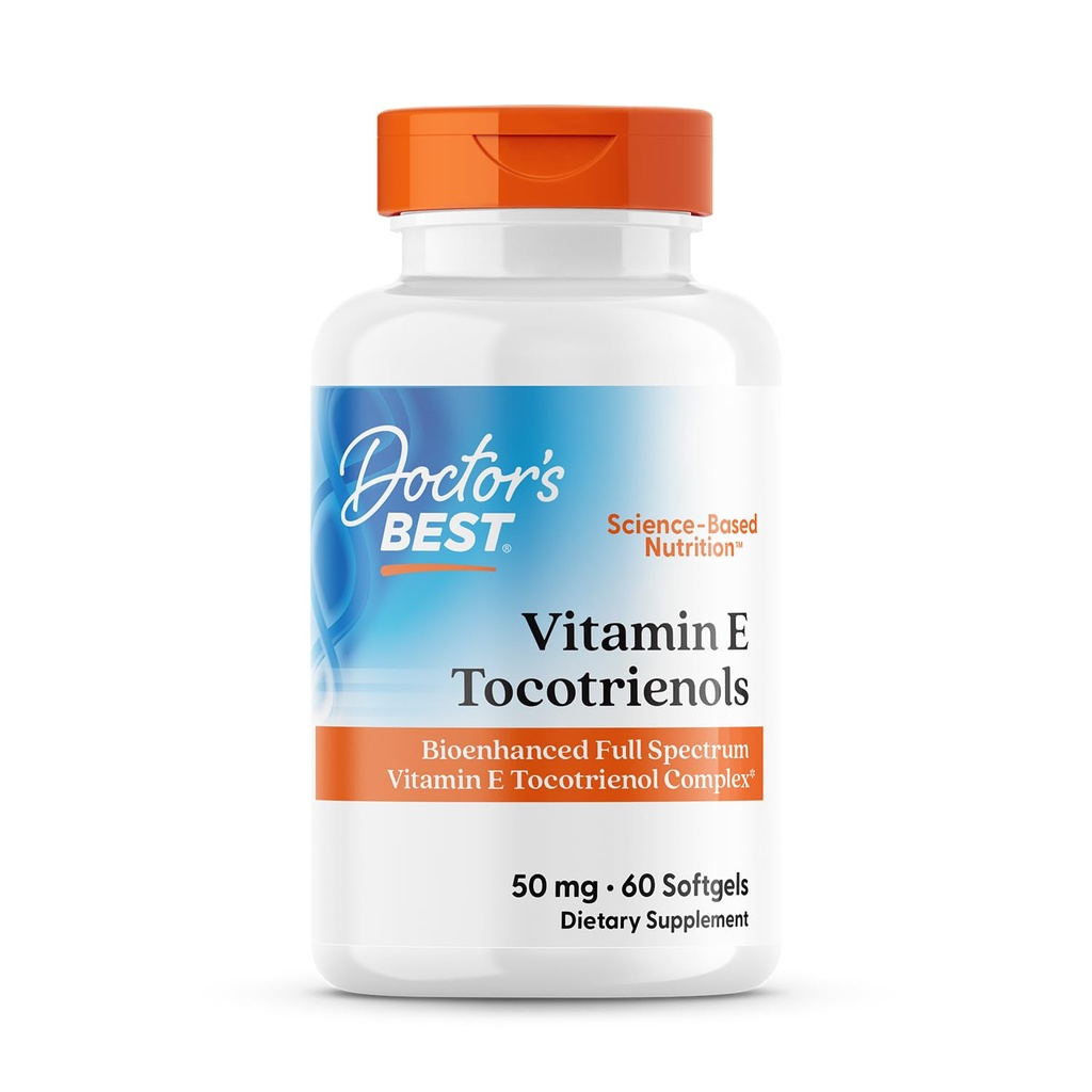 Doctor's Best Vitamin E Tocotrienols enthält TocoGaia ULTRATM bioenhanced volles Spektrum Vitamin E-Komplex, 60 Zähler