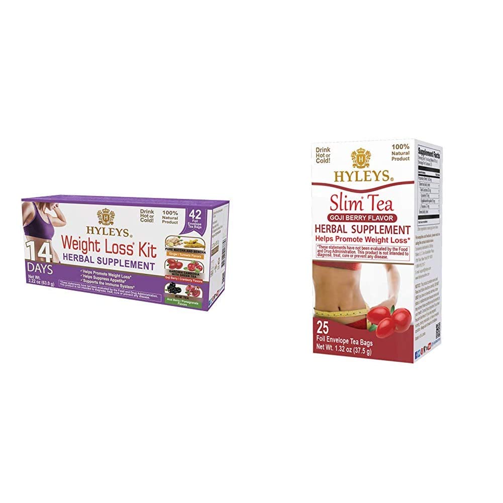 Hyleys 14 Days Weight Loss Kit - 42 Tea Bags (100% Natural, Sugar Free, Gluten Free and Non-GMO) & Hyleys Slim Tea Goji Berry - 25 Tea Bags (100% Natural, Sugar Free, Gluten Free and Non GMO)