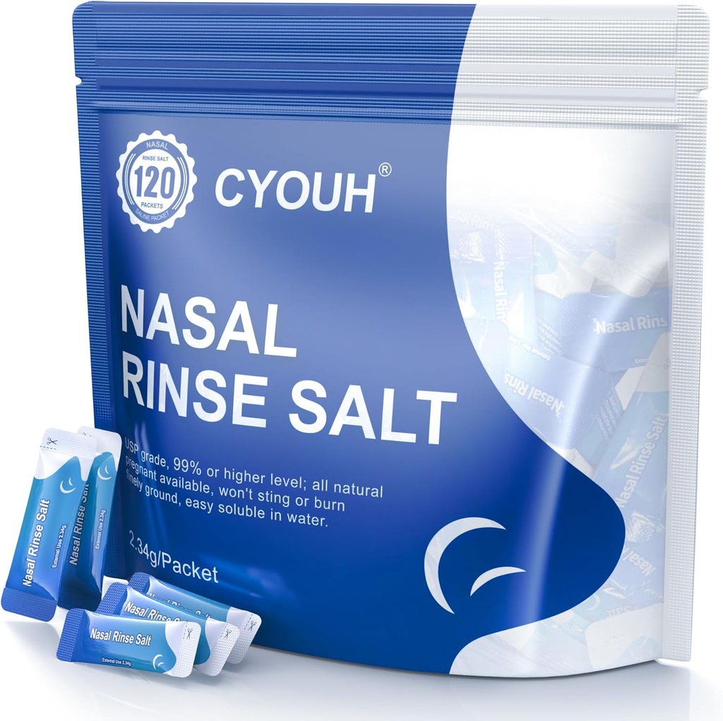 120PCS Salz Saline Packets Sinus Nasal Rinse für Neti Pot, Individuell Wrapped 2.34G Nasal Wash Bewässerungssystem Nasenreiniger Saline Refill Packets