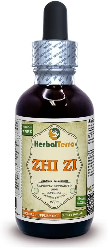 Zhi Zi, Gardenia (Gardenia Jasminoides) Tinktur, Organic Dried Fruit Liquid Extract (Markenname: HerbalTerra, Proudly Made in USA) 2 fl.oz (60 ml)